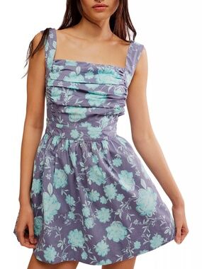 FREE PEOPLE Meet Me In Maui Womens Mini Dress Blue Size Large